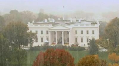 Snow falls on the White House