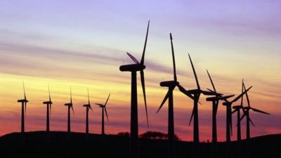 wind farm at twilight