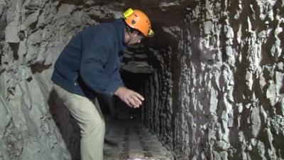 Peter Barton inside a British tunnel