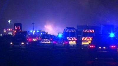 Emergency service vehicles on M5