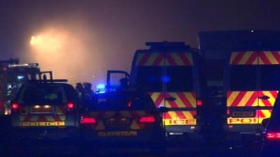 Police vehicles on the M5