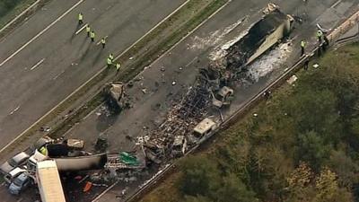 Aerial footage of the crash