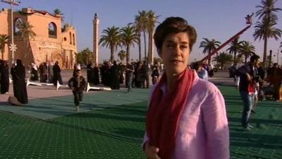 BBC Correspondent Karen Allen in Martyr's Square, Tripoli