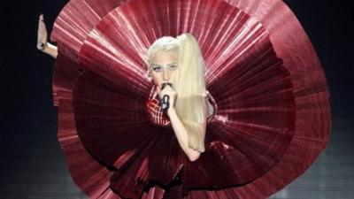 Lady Gaga performing at the MTV Europe Music Awards in Belfast