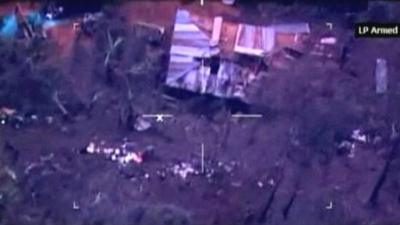 Aerial images of the bombed hide-out