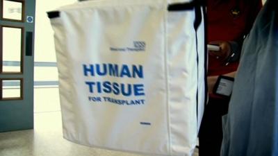 Human tissue label on cool bag