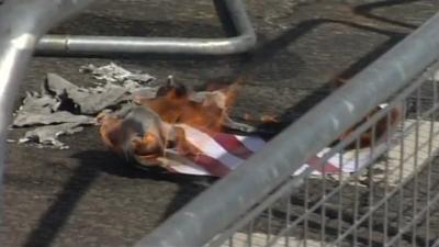 US flag is burnt by Muslims Against Crusades last year