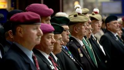 War veterans were among the crowd observing the silence to mark Armistice