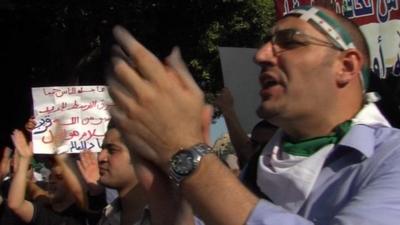 Protesters in Cairo calling for action against Syria's government