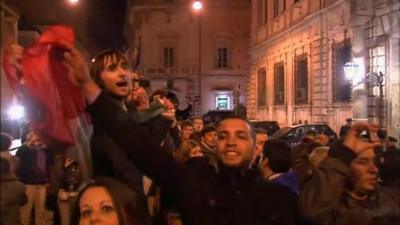 Italians celebrate the resignation of Silvio Berlusconi