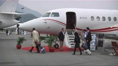 Passengers get off private jet