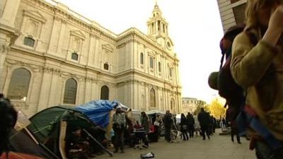 Protesters camped outside St Paul's