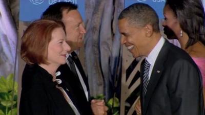 President Obama meets Australian Prime Minister Julia Gillard in Hawaii