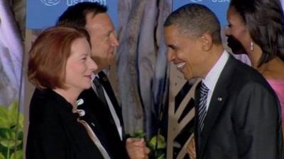 President Obama meets Australian Prime Minister Julia Gillard in Hawaii