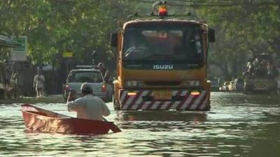 A flooded road in Bangkok