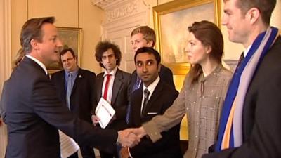 Prime Minister David Cameron meeting students