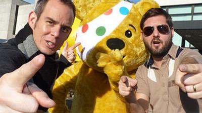 Rhys and Eggsy with Pudsey