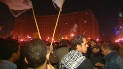 Protesters in Tahrir Square on Friday night