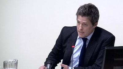 Actor Hugh Grant has been giving evidence to the Leveson Inquiry