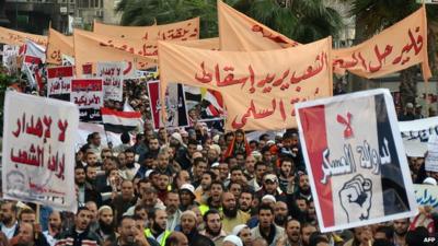 Protesters in Alexandria on Friday.