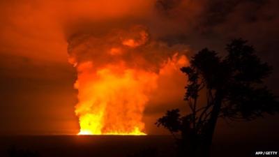 Nyamulagira Volcano erupting at night in Virunga National Park, DR Congo