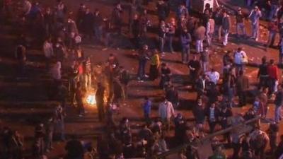 Protesters in Tahrir Square on Tuesday night