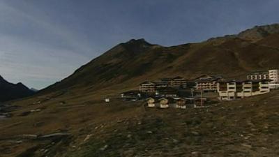 Snowless ski resort in Austrian Alps