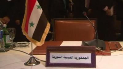 Syrian seat at the Arab League stands empty