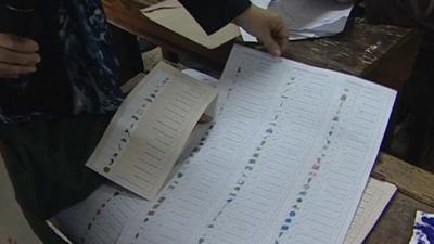 Ballot paper in Cairo polling station