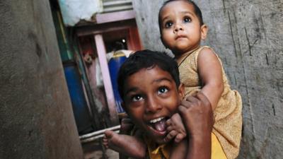 Children in Dharavi, Mumbai's largest slum