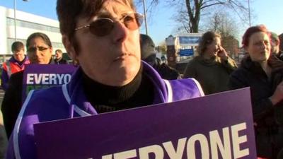 Christine Rickards, on strike at Birmingham City Hospital