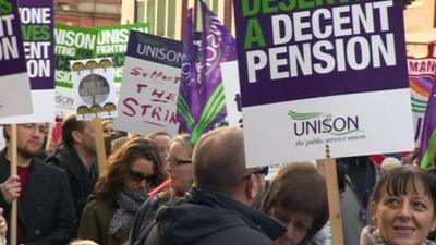 People protesting against government plans to change their pensions