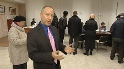 Steve Rosenberg in a Russian polling station