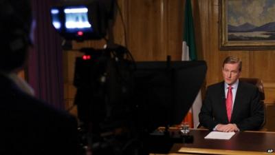 Ireland's Prime Minister Enda Kenny during a live televised address to the nation