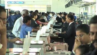 Check-in desks at Mumbai airport