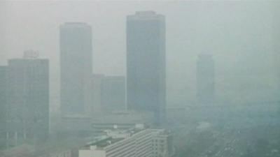 Beijing skyline shrouded by smog