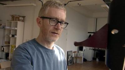 Martin Boyce in an art studio