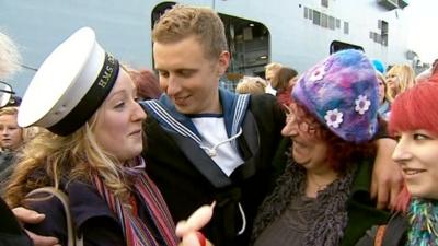 Family and friends are reunited with the crew of HMS Ocean