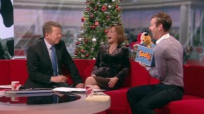 Sooty and Sweep with Bill and Sian and presenter, Richard Cadell