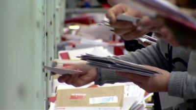 Post in a Royal Mail sorting office