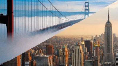 San Francisco's Golden Gate Bridge and New York's Empire State Building