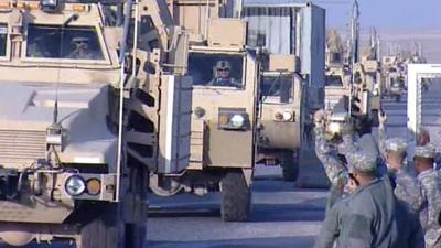 US troops are greeted as they arrive in Kuwait