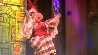 Pantomime dame on stage