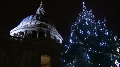 Christmas tree outside St Paul's Cathedral