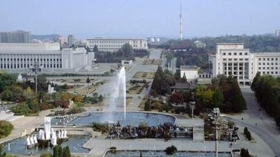 Pyongyang with the Parliament building on the left