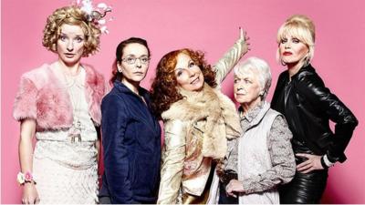 Bubble (Jane Horrocks), Saffy (Julia Sawalha), Edina (Jennifer Saunders), Mother (June Whitfield), Patsy (Joanna Lumley)