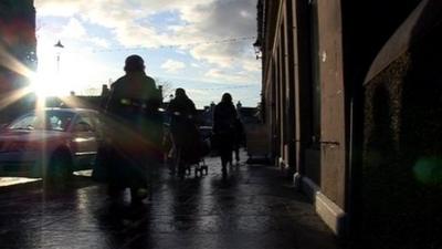 People walking along a street