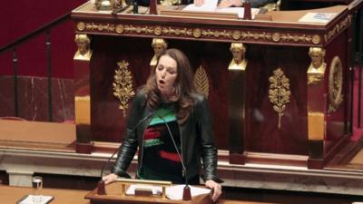MP Valerie Boyer, who authored Armenian Genocide Denial Bill, delivers a speech at the French National Assembly