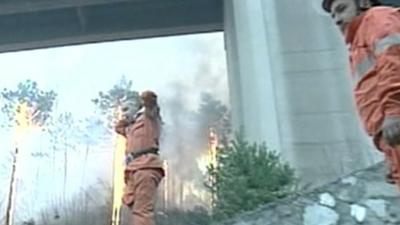 Firefighters tackle the Liguria fires