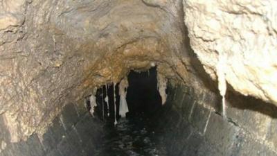 Sewer with fat deposits